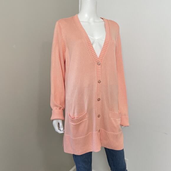 Isaac Mizrahi Live Essentials 1X Cardigan Sweater Preppy Button Down Pockets - Picture 6 of 10